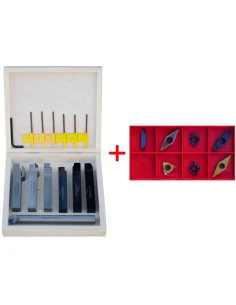 Sada soustružnických nožů 20x20 7 ks. + destičky 2
