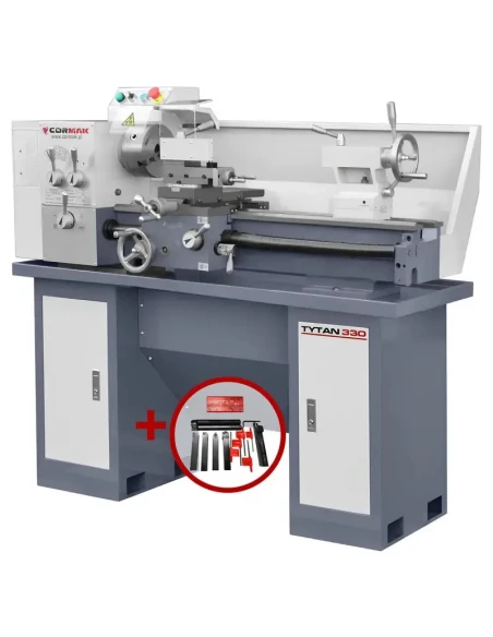 Univerzální konvenční soustruh CORMAK 330 x 700 230V se stojanem + sada nožů