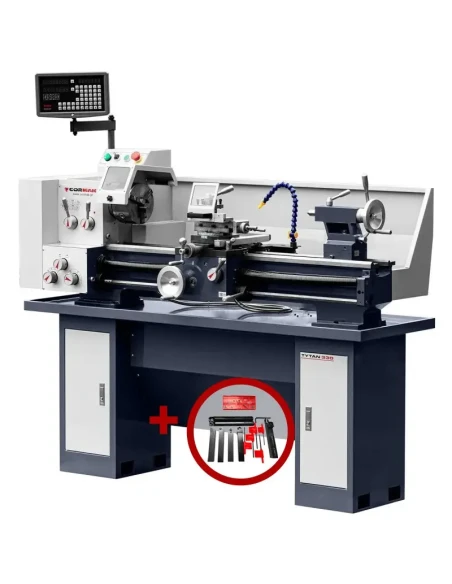 Univerzální konvenční soustruh CORMAK 330 x 915 400V se stojanem + nože + hrot