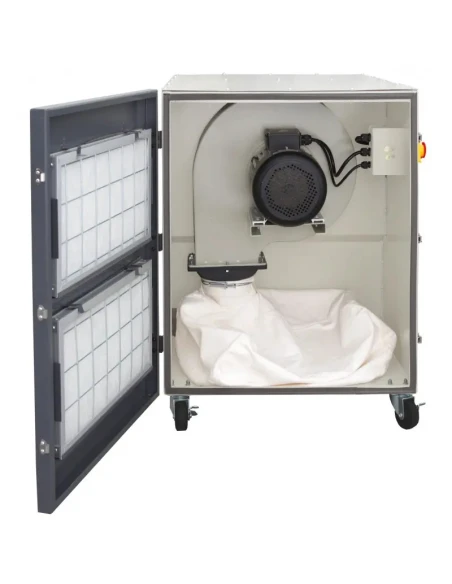 Průmyslová dvoukotoučová bruska CORMAK M300S se stojanem a odsáváním kovových třísek, pilin MDC1500 400V