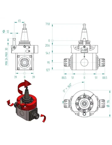 CNC agregát ISO30 2xER25 H630211700