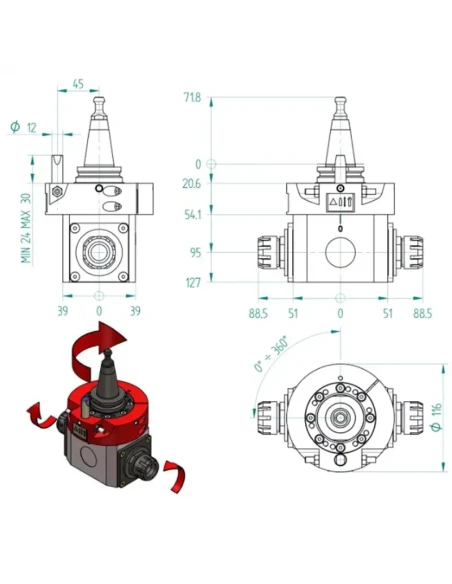CNC agregát ISO30 2xER25 H630211700