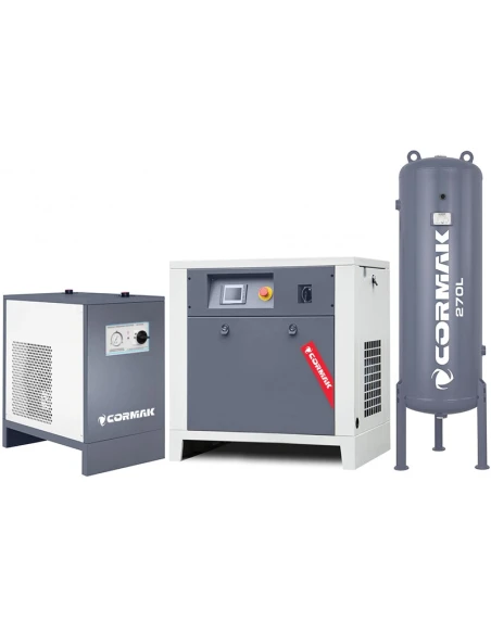 Šroubový kompresor s měničem LUFT 1000 - 7,5kW - 950 L/min. + chladicí sušička N10S + svislá tlaková nádoba 270 L