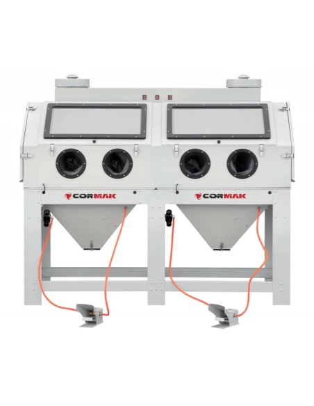 Kabinový pískovač 880 L - dvojitá stanice + 2x odsávání DC15