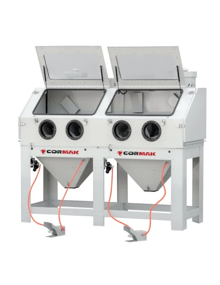 Kabinový pískovač 880 L - dvojitá stanice + 2x odsávání DC15