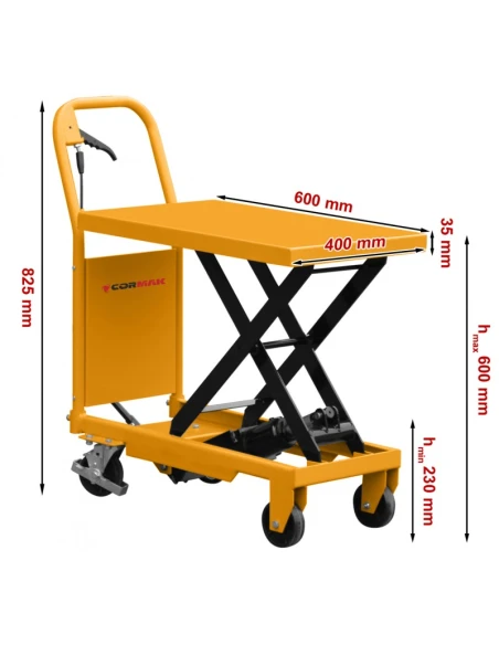 Plošinový nůžkový zvedák TA15 (nosnost 150 kg, zdvih 600 mm)